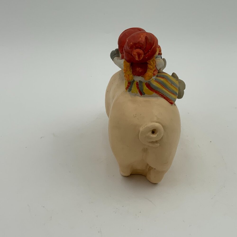 Candy Design Norway - Scandinavian Tomte Nisse Boy & Girl Riding Pig Figurine - Picture 3 of 6